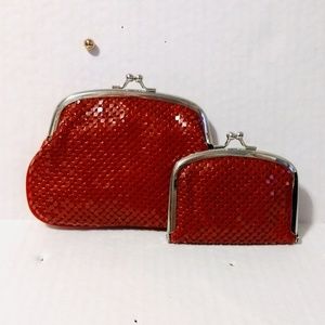 Red Metal Accented Mini Clutch and Compact
